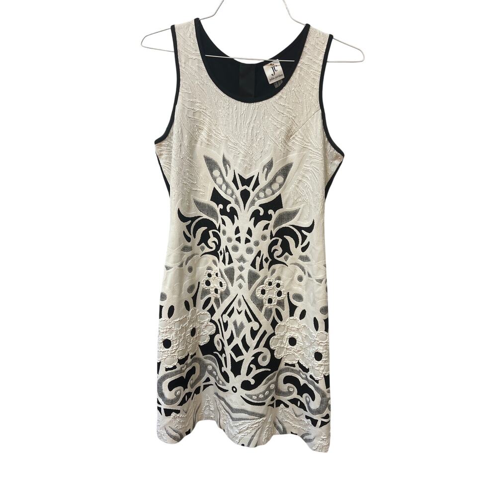 Julia Jordan Women’s 8 White Black Bodycon Dress Stretch Sleeveless Mini Party